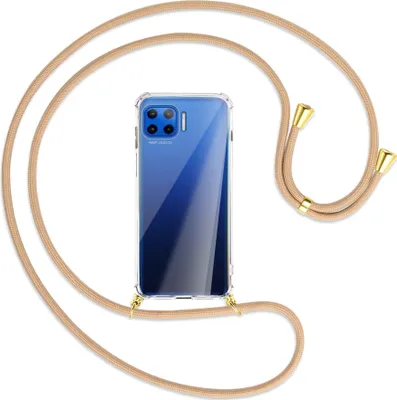 Produktbild von Handykette Backcover-Schutzhülle mit Band (Metall goldfarben) für Motorola Moto G 5G Plus - beige