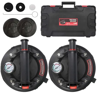 Immagine prodotto di Ventosa a vuoto - Ventosa elettrica/ventosa per vetro - Diametro 20 cm - Capacità di carico 200 kg - Per vetro, piastrelle, granito - Set da 2 pezzi - CE