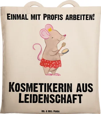 Produktbild von Mr. & Mrs. Panda Stoffbeutel Kosmetikerin Leidenschaft - Transparent - Geschenk, Uni Tasche, Ausbildung, Schultasche, Beauty Salon, Tote Bag, Jutebeutel, Kosmetikstudio