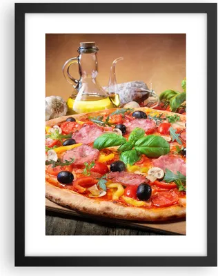 Produktbild von Gerahmtes Poster - Schwarzer Rahmen - Pizza Käse Tomaten - 30x40 cm - Wand Bild - Wanddeko - Wandbilder - Kunstposter - Wandposter - Bilderrahmen - Bilder - Kunstdruck - Wandbild - P2BPA30x40-4024