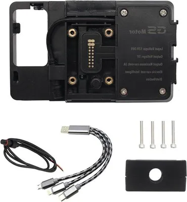 Image de Support de navigation pour moto avec chargeur USB, noir