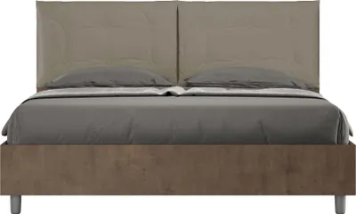 Productafbeelding van ITYHOME - Bed met bedopslag, 160x200 cm, notenhout. Hoofdeinde met kussen, bekleed met kunstleer, cappuccino. Merk: Egos, model: Annalisa