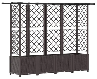 Produktbild von Hochbeet mit Rankgitter und Dach Braun 202 x 40 x 136 cm PP