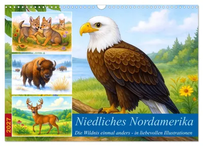 Produktbild von Niedliches Nordamerika (Wandkalender 2027 DIN A3 quer), CALVENDO Monatskalender