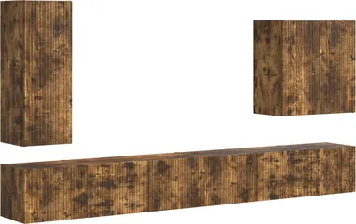 Immagine prodotto di vidaXL Set di mensole da parete per TV, 6 pezzi, legno di quercia affumicato