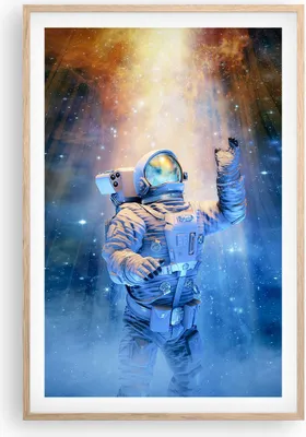 Produktbild von Gerahmtes Poster - Rahmen in heller Eiche - Astronaut Licht Kosmos - 61x91,5 cm - Wand Bild - Wanddeko - Wandbilder - Kunstposter - Wandposter - Bilderrahmen - Bilder - Kunstdruck - P2NPA61x91-4672