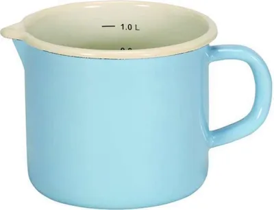Produktbild von Karl Krüger Milchtopf Sylt 1L, Emaille, Hellblau, mit Ausguss, Ø12cm