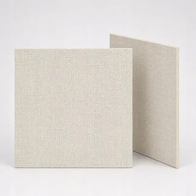 Produktbild von STYLER Akustikpaneel 2x60x60 cm Textilmuster modernes Wandpaneel Schalldämmung Wanddekoration für Wohnzimmer Büro Schlafzimmer LIGHT LINEN
