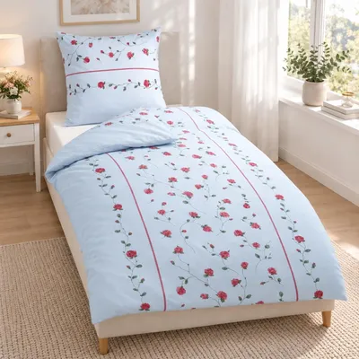 Produktbild von Frottier Bettwäsche Dyckhoff Melina Rosen blau 135x200 bügelfrei