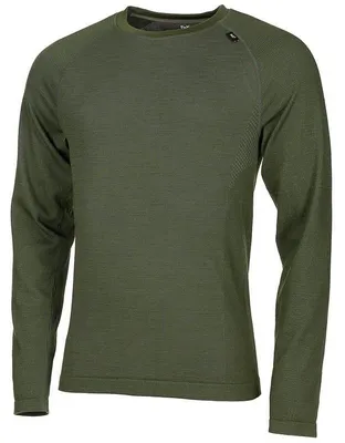 Imagen del producto de Camiseta interior de lana merino, color verde oliva, talla S/M