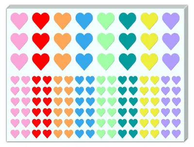 Herzaufkleber 3000 Stück, 12+25 mm, 8 Farben, selbstklebend