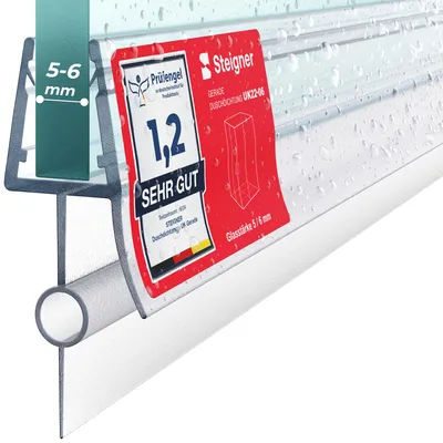 Immagine prodotto di STEIGNER Guarnizione doccia UK22 200 cm (1 pz.) trasparente - Guarnizione box doccia verticale per docce angolari o pentagonali con porta 5-6 mm - Perfetta aderenza, Impermeabile, Facile installazione