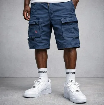 Produktbild von Shorts Trooper Vintage marineblau aus 100% Baumwolle mit 2 aufgesetzten Beintaschen