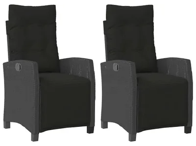 Produktbild von vidaXL Gartensessel mit Fußteil 2 Stk. Verstellbar Schwarz Poly Rattan