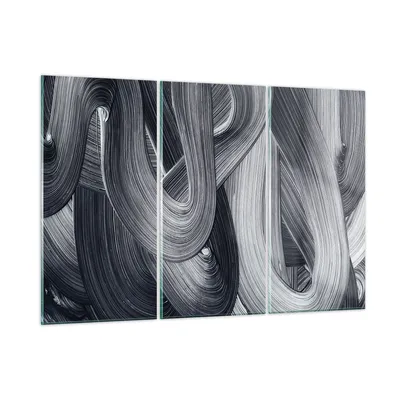 Produktbild von Bilder auf glas - 3 Teile - Farbe Pinsel Schwarz - 105x70cm - Glasbilder - Wandbilder - Bilder - zum Aufhängen bereit - Wanddekoration aus Glas - Glas Bilder - Wandbild auf Glas - GCE105x70-5024