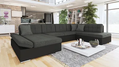 Produktbild von MIRJAN24 Ecksofa Bergen mit Bettkasten, Regulierbare Armlehnen, U-Form Schlafsofa vom Hersteller, Wohnlandschaft (Soft 011 + Lux 06 + Lux 05, Ecksofa: Links)