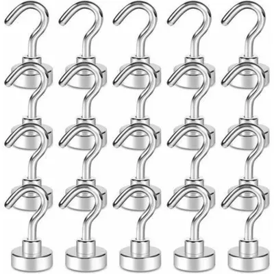 Obrázek produktu pro Silné magnetické háčky, 20 kusů, nosnost přes 6 kg, multifunkční magnetické háčky vhodné pro lednice a strop.