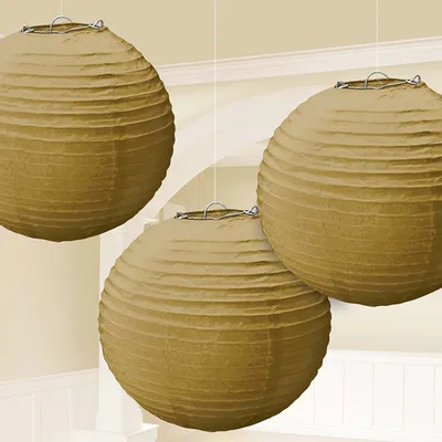 Produktbild von 3 Papier-Lampions gold 24cm