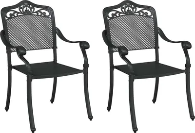 Obrázok produktu pre vidaXL Záhradná stolička 2 ks čierna 55 x 56,5 x 91 cm Hliník
