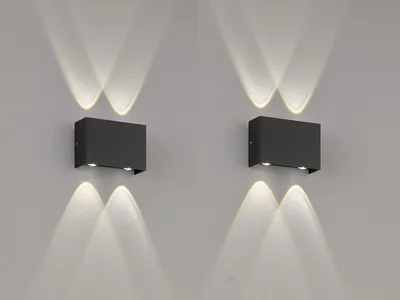 Produktbild von LED Außenwandleuchten 2er Set Schwarz - Up and Down für Fassadenbeleuchtung Haus