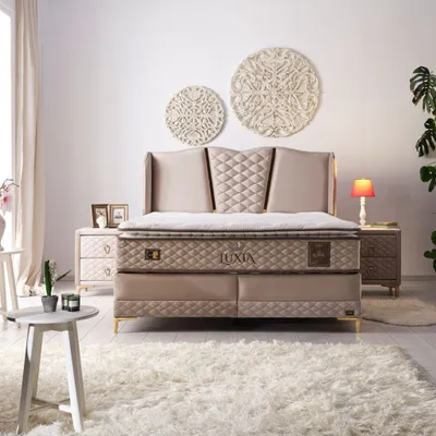 Produktbild von Bambi Lüxia Boxspringbett 160x200 inkl. 8 Schichten Matratze mit Topper Höhe 30 cm (mit 2 Nachttischen)