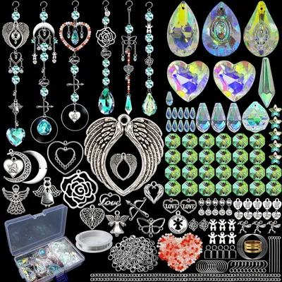 Immagine prodotto di Kit per creare decorazioni per finestre con cristalli, 500 pezzi, fai da te, da appendere, colore argento