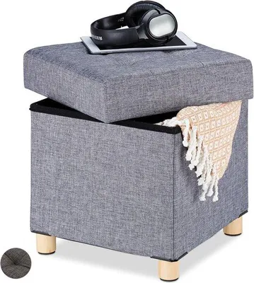 Produktbild von Gepolsterter Stoffhocker mit Stauraum – Grau – 40 x 38 x 38 cm