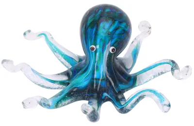 Gläserne Octopus-Figur, handgeblasen, bunt, Briefbeschwerer, 1 Stück
