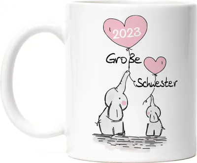 Produktbild von Ich werde Große Schwester 2023 Tasse Schwangerschaft Verkündung Geburt Big Sister Geschenk Elefant
