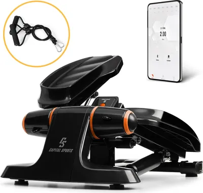 Produktbild von Capital Sports Stepper, Mini Stepper für Zuhause, Swing Stepper mit 120 kg Belastung, Stepper für Bessere Fitness, Multi-Computer mit LCD-Display, Power Ropes, Hydraulisches Dämpfungssystem, Orange
