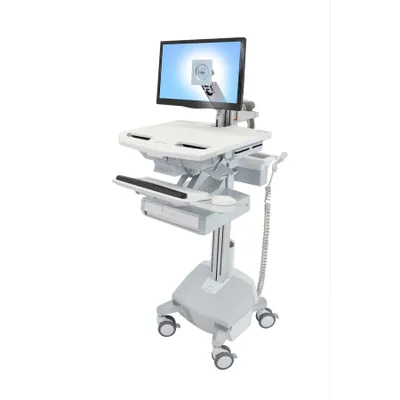 Produktbild von Ergotron Wagen (nur Laden) - offene Architektur - für LCD-Display / PC-Ausrüstung - medizinisch - Aluminium, verzinker Stahl, hochwertiger Kunststoff - Grau, weiß, Polished Aluminum - Bildschirmgröße: bis zu 61 cm (bis zu 24 Zoll)