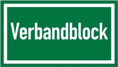 Produktbild von Dreifke® Aufkleber Rettungszeichen, Wortschild Verbandblock, 60 x 105 mm, Fol...