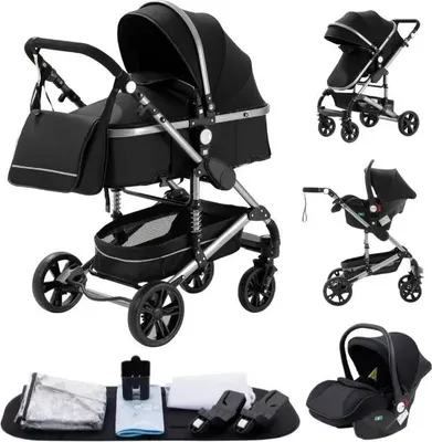 Immagine prodotto di Passeggino, design 3 in 1, leggero e pieghevole, 739 completamente nero