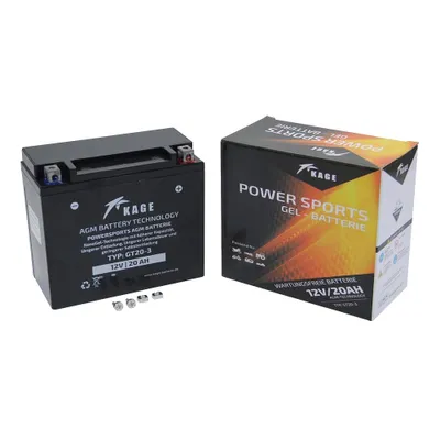 Image de Batterie gel Kage YTX20L, 12 V 20 Ah, pôle positif à droite, DIN 51821
