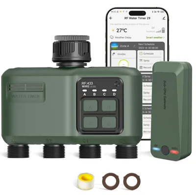 Productafbeelding van Slimme irrigatiecomputer, wifi, automatische tuinwatertimer met RF 433 MHz afstandsbediening