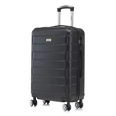 Produktbild von Koffer Trolley Reisekoffer Suitcase, Rollkoffer Handgepäck ,mit 4 Rollen 360°, Hartschalenreisekoffer, Zahlenschloss, Weicher Gummigriff (L, Schwarz)