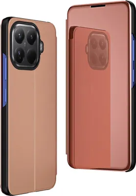Obrázok produktu pre Faux Leather Mirror Flip Case pre Xiaomi 15T Pro Holder Horizontal Stand Pink