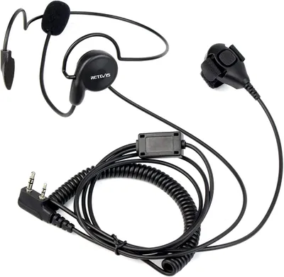 Produktbild von Retevis Funkgeräte Headset mit Mikrofon Finger PTT 2 Pin Kopfhörer Kompatibel mit Retevis RT24 RT27 RT22 RT21 RT81 BF Kenwood TK-3401D Walkie Talkies(1 STK.)
