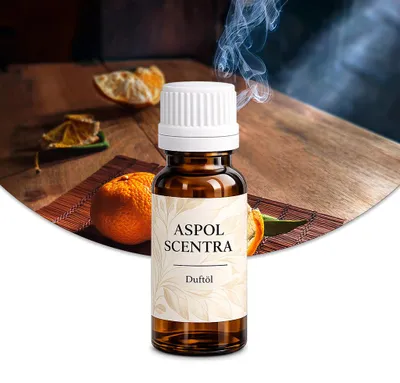 Produktbild von Aspol Scentra Mandarine und Sandelholz UFIGREEN Duftöl für Kerzen 20 ml, KI-generiertes Bild