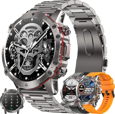 Produktbild von Herren-Smartwatch mit Telefonfunktion, 1,43-Zoll-Touchscreen 5ATM mit über 110 Sportmodi, Schlafmonitor,Schrittzähler,Nachricht,ErinnerungAndroid IOS