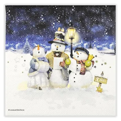 Produktbild von Serviette Weihnachten Singing Snowmen 33x33 cm 20 Stück Einseitig