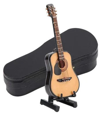Produktbild von Miniaturgitarre Modellgitarre Holzgitarre - 10 cm - Mit Ständer - Dekoration