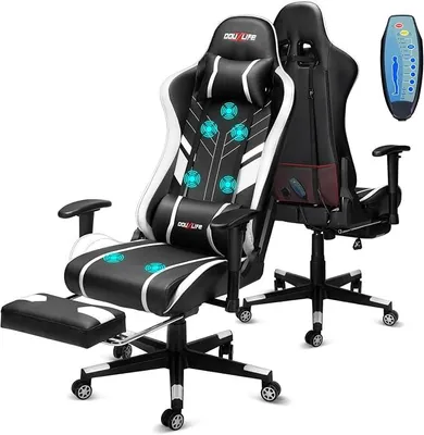 Imagen del producto de Silla de juego ergonómica con masaje en 7 puntos