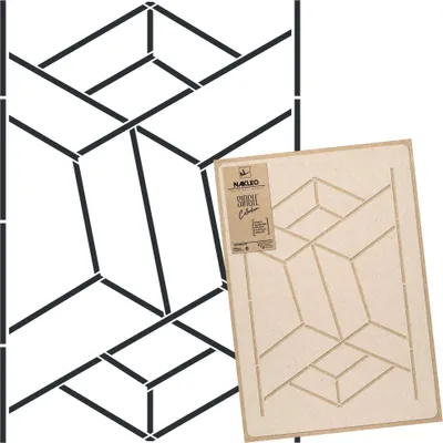 Produktbild von Große Malschablonen L 59x95 cm, Art Deco Linien Muster, Wiederverwendbare Kunststoff Wandschablone