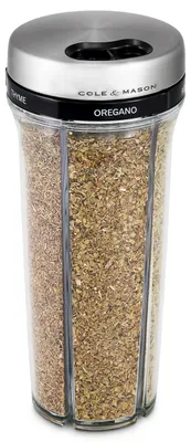 Produktbild von Cole & Mason Saunderton Gewürzstreuer aus Acryl und Edelstahl, befüllt mit Kräutern