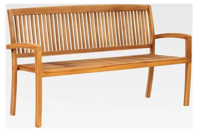 Produktbild von Teak Massiv Gartenbank 3-Sitzer stapelbar, 159 cm