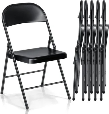 Produktbild von Klappstuhl 6er Set, Metall Büro Klappstühle bis 204kg belastbar, Schreibtischstuhl für Terrassenstuhl & Küchenstühle & Gartenstühle
