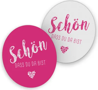 Produktbild von itenga 40x Bierdeckel Untersetzer "Schön dass du da bist" fuchsia
