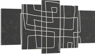 Produktbild von Bild auf Leinwand - Leinwandbild - 5 Teile - Schwarzweiß Labyrinth Linie - 160x85cm - Wand Bild - Wanddeko - Wandbilder - Leinwanddruck - Bilder - Wanddekoration - Leinwand bilder - EA160x85-5110
