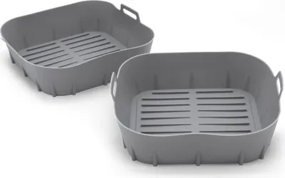 Produktbild von Airfryer Silikonkorb BPA-frei 20,5 cm wiederverwendbar - 2er Set - Kunststoff Backform für die Heißluftfritteuse - Silikonform Silikoneinsatz Silikon Einsatz Backform für Heißluft Fritteuse